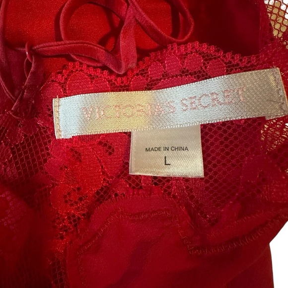 Vintage 90s Y2K Satin Nightgown Slip Dress Red Victoria’s Secret Lace Size large - Picture 7 of 7